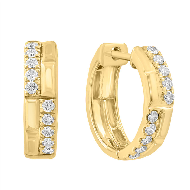 EFFY Small Diamond Hoop Earrings in 14k Yellow Gold image number null